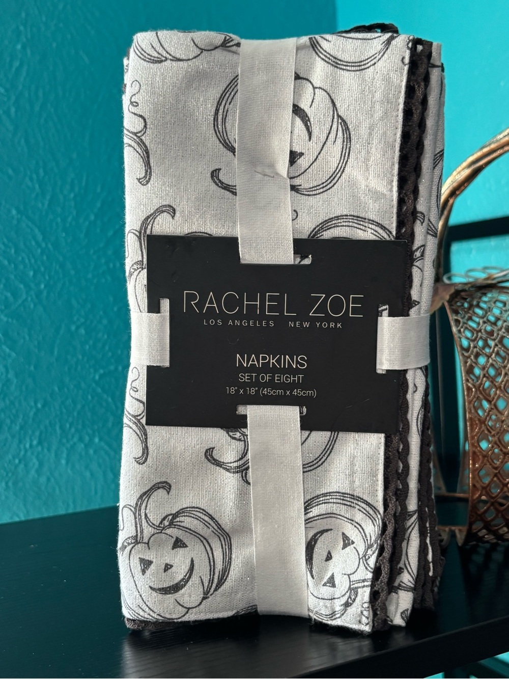 Rachel Zoe Black & White Jack-O'-Lantern Napkins - Set of 8